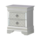 Mirrored Wood 2-Drawer Nightstand – Glamorous Bedroom Side Table