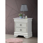 Mirrored Wood 2-Drawer Nightstand – Glamorous Bedroom Side Table