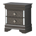 Mirrored Wood 2-Drawer Nightstand – Glamorous Bedroom Side Table
