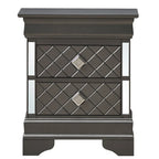 Mirrored Wood 2-Drawer Nightstand – Glamorous Bedroom Side Table