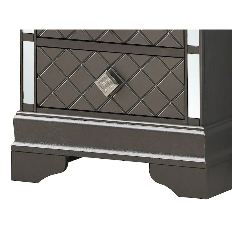 Mirrored Wood 2-Drawer Nightstand – Glamorous Bedroom Side Table