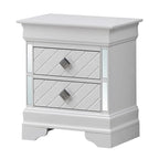Mirrored Wood 2-Drawer Nightstand – Glamorous Bedroom Side Table