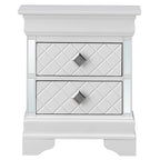 Mirrored Wood 2-Drawer Nightstand – Glamorous Bedroom Side Table