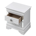 Mirrored Wood 2-Drawer Nightstand – Glamorous Bedroom Side Table