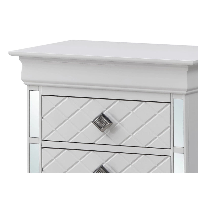 Mirrored Wood 2-Drawer Nightstand – Glamorous Bedroom Side Table