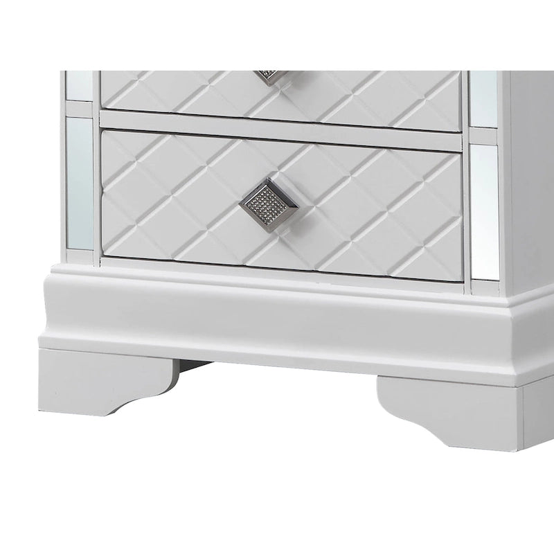 Mirrored Wood 2-Drawer Nightstand – Glamorous Bedroom Side Table