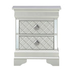 Mirrored Wood 2-Drawer Nightstand – Glamorous Bedroom Side Table
