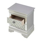 Mirrored Wood 2-Drawer Nightstand – Glamorous Bedroom Side Table