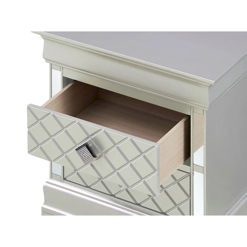 Mirrored Wood 2-Drawer Nightstand – Glamorous Bedroom Side Table