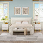 White 3-Drawer Nightstand with Metal Legs, MDF Wood, Water & Scratch Resistant, Bedside End Table