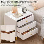 White 3-Drawer Nightstand with Metal Legs, MDF Wood, Water & Scratch Resistant, Bedside End Table