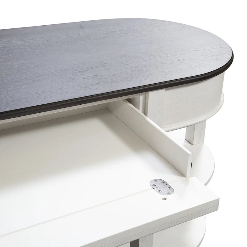 Ensemble de bureau en L avec huche, bois de pin, prises de courant et ports USB intégrés