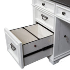 Ensemble de bureau en L avec huche, bois de pin, prises de courant et ports USB intégrés