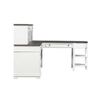 Ensemble de bureau en L avec huche, bois de pin, prises de courant et ports USB intégrés