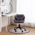 Diamond Tufted Velvet Swivel Office Chair, Adjustable Height, Armless, 20.5"W