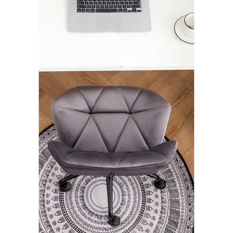 Diamond Tufted Velvet Swivel Office Chair, Adjustable Height, Armless, 20.5"W