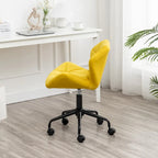 Diamond Tufted Velvet Swivel Office Chair, Adjustable Height, Armless, 20.5"W