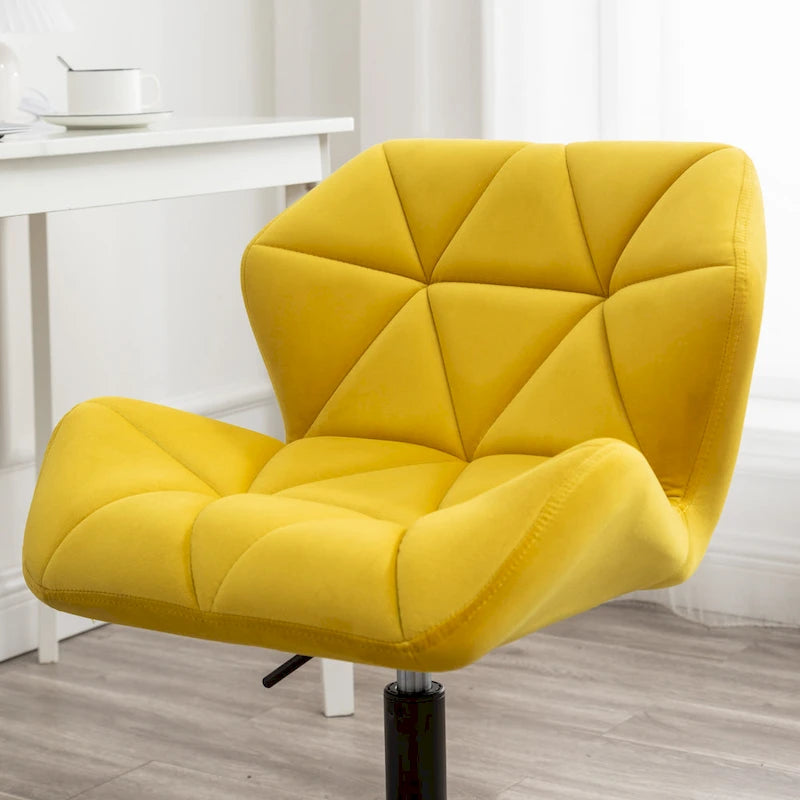 Diamond Tufted Velvet Swivel Office Chair, Adjustable Height, Armless, 20.5"W