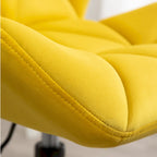 Diamond Tufted Velvet Swivel Office Chair, Adjustable Height, Armless, 20.5"W