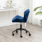 Diamond Tufted Velvet Swivel Office Chair, Adjustable Height, Armless, 20.5"W