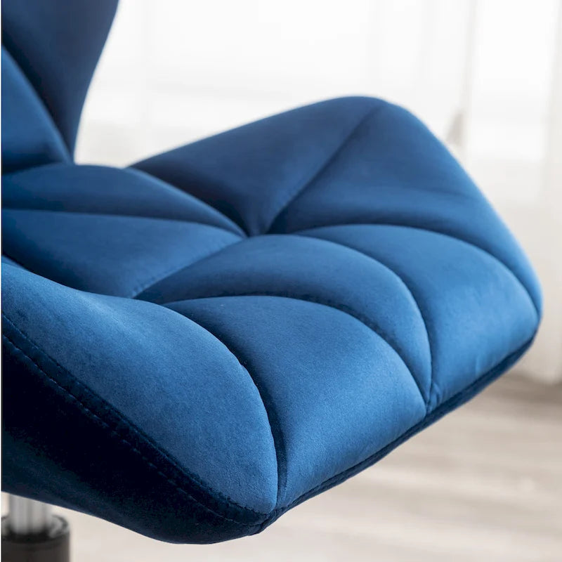 Diamond Tufted Velvet Swivel Office Chair, Adjustable Height, Armless, 20.5"W