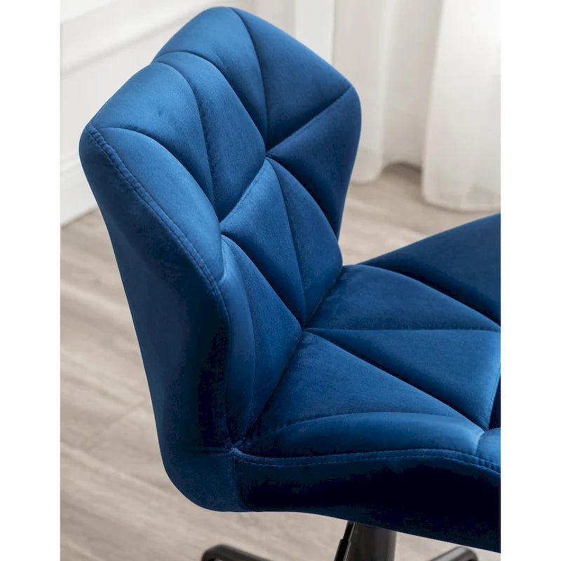 Diamond Tufted Velvet Swivel Office Chair, Adjustable Height, Armless, 20.5"W