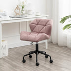 Diamond Tufted Velvet Swivel Office Chair, Adjustable Height, Armless, 20.5"W