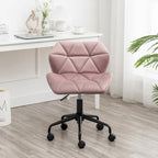 Diamond Tufted Velvet Swivel Office Chair, Adjustable Height, Armless, 20.5"W