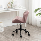Diamond Tufted Velvet Swivel Office Chair, Adjustable Height, Armless, 20.5"W