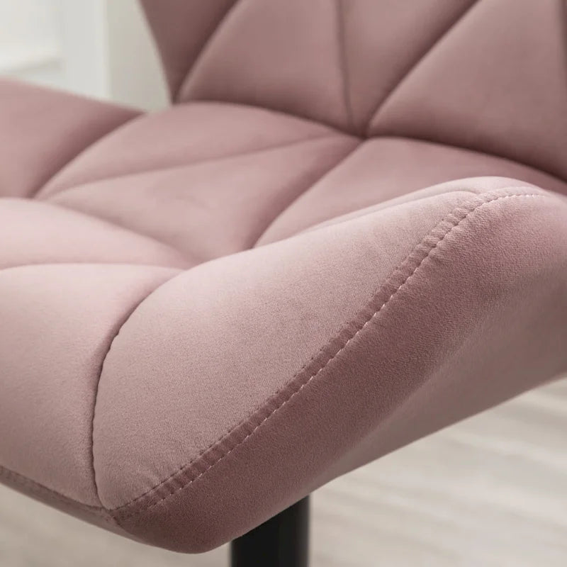 Diamond Tufted Velvet Swivel Office Chair, Adjustable Height, Armless, 20.5"W