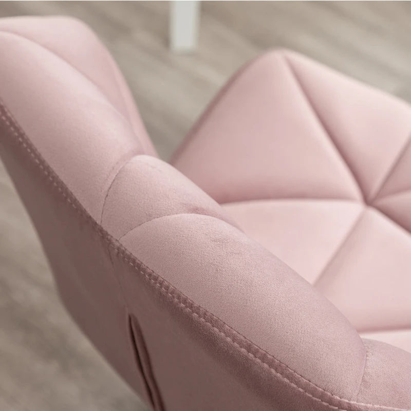 Diamond Tufted Velvet Swivel Office Chair, Adjustable Height, Armless, 20.5"W