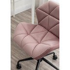 Diamond Tufted Velvet Swivel Office Chair, Adjustable Height, Armless, 20.5"W