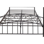 Metal Canopy Bed Frame with Ornate European Style Headboard & Footboard Sturdy Steel Fits Your Mattress Easy DIY