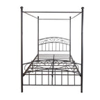 Metal Canopy Bed Frame with Ornate European Style Headboard & Footboard Sturdy Steel Fits Your Mattress Easy DIY