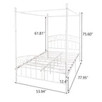 Metal Canopy Bed Frame with Ornate European Style Headboard & Footboard Sturdy Steel Fits Your Mattress Easy DIY