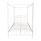 Metal Canopy Bed Frame with Ornate European Style Headboard & Footboard Sturdy Steel Fits Your Mattress Easy DIY