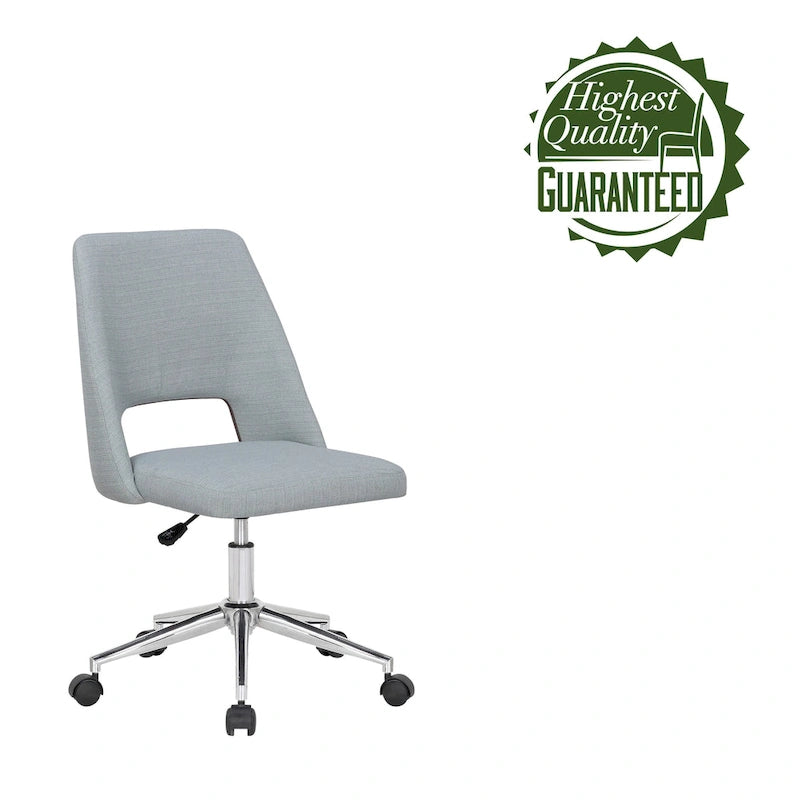 Linen Upholstered Office Chair with Roller Wheels – Adjustable & Comfortable