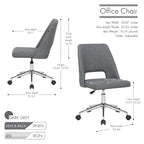 Linen Upholstered Office Chair with Roller Wheels – Adjustable & Comfortable