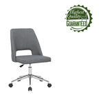 Linen Upholstered Office Chair with Roller Wheels – Adjustable & Comfortable