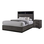 Contemporary Grey Wood 2-Piece Panel Bedroom Set with Shelves