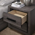 Contemporary Grey Wood 2-Piece Panel Bedroom Set with Shelves