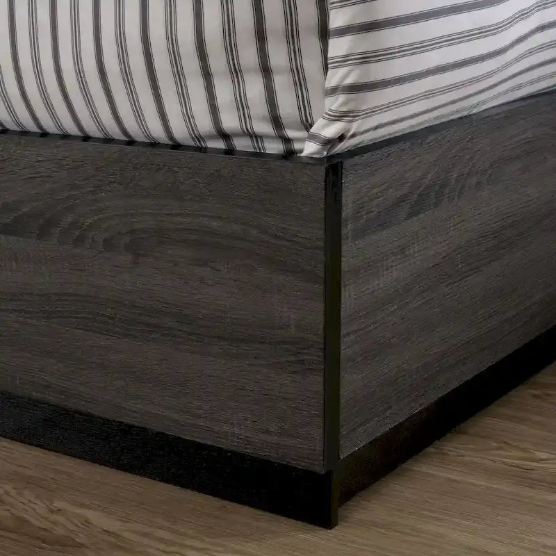 Contemporary Grey Wood 2-Piece Panel Bedroom Set with Shelves