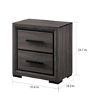 Contemporary Grey Wood 2-Piece Panel Bedroom Set with Shelves