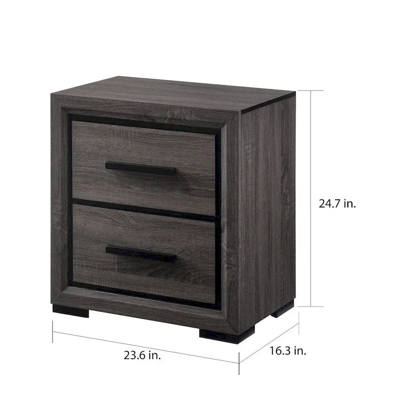 Contemporary Grey Wood 2-Piece Panel Bedroom Set with Shelves