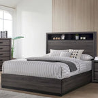 Contemporary Grey Wood 2-Piece Panel Bedroom Set with Shelves