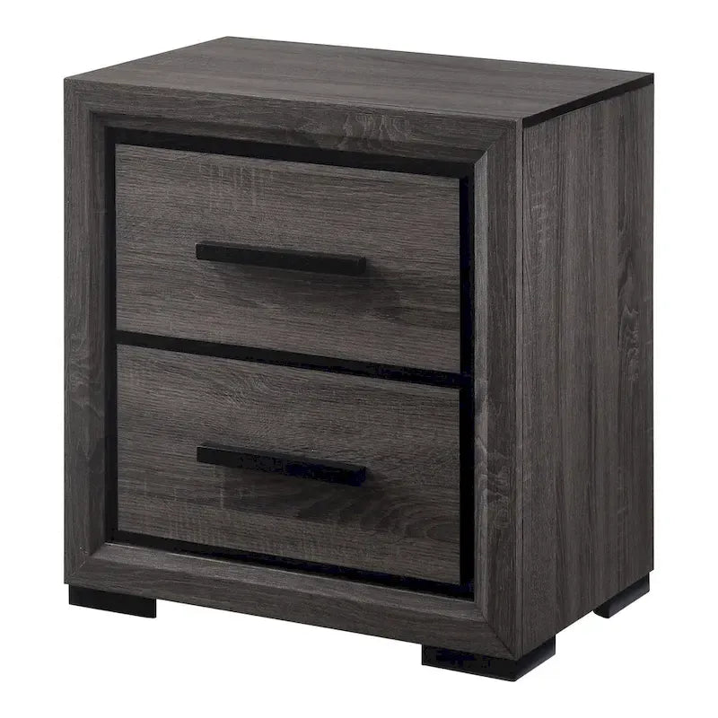 Contemporary Grey Wood 2-Piece Panel Bedroom Set with Shelves