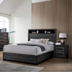 Contemporary Grey Wood 2-Piece Panel Bedroom Set with Shelves