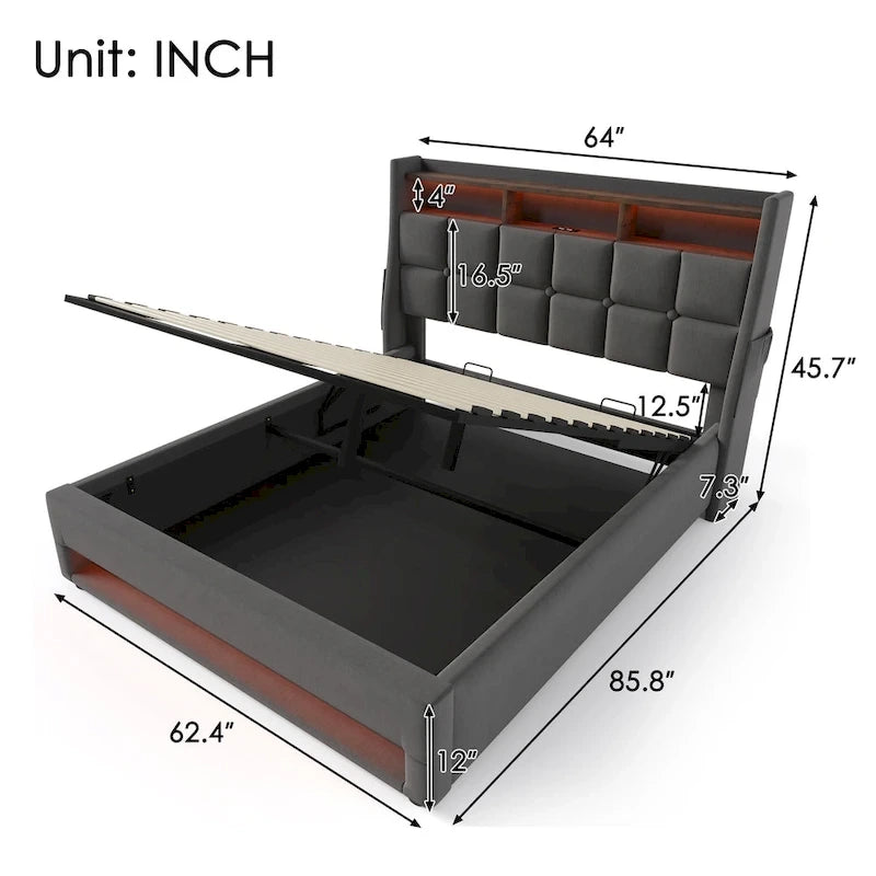 Twin Size Velvet Upholstered Daybed with Trundle - Stripe Headboard Design