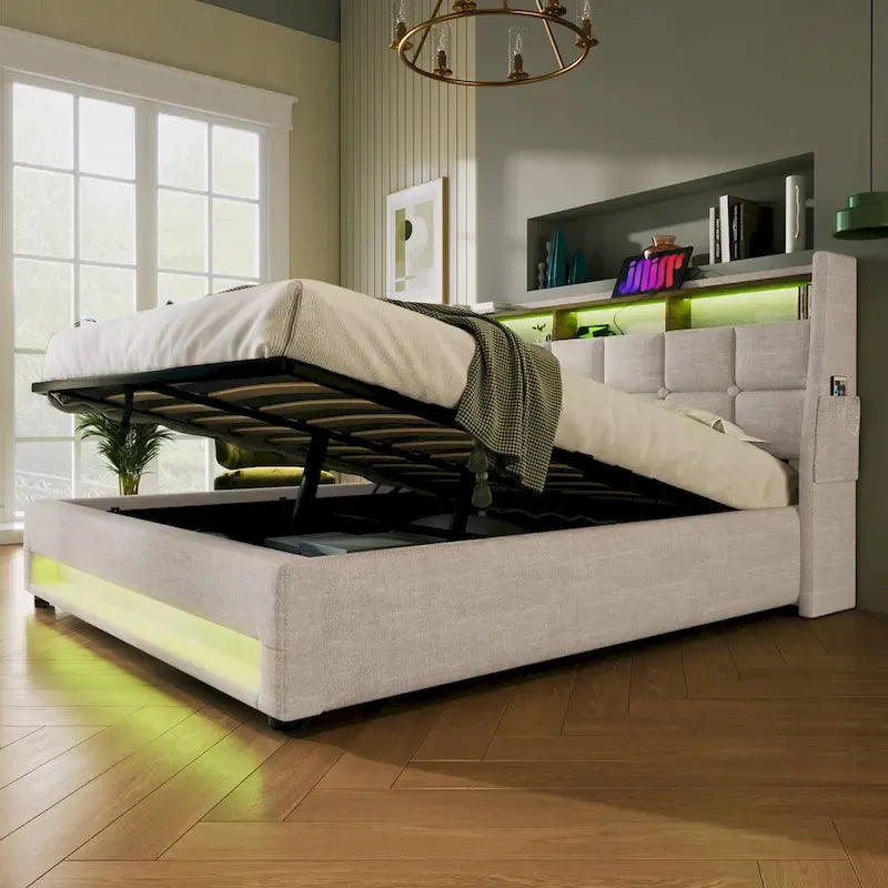 Lit de repos capitonné en velours, taille jumeau, avec lit gigogne - Tête de lit à rayures