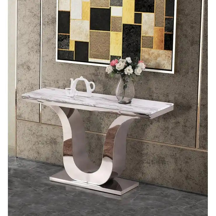 Genuine White Marble Sofa Table – Elegant Console Table